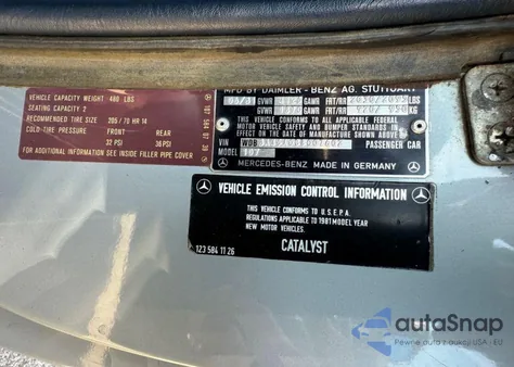 1981 Mercedes-Benz 380 Sl from USA, damaged, VIN WDBBA45A0BB007602